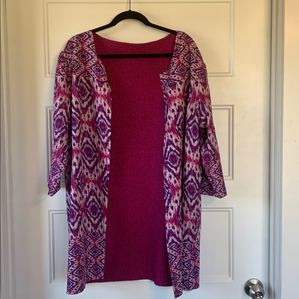 Chico’s/Travelers Jacket Reversible crushed ikat Fuchsia/ purple size 
2-XL - Picture 2 of 9